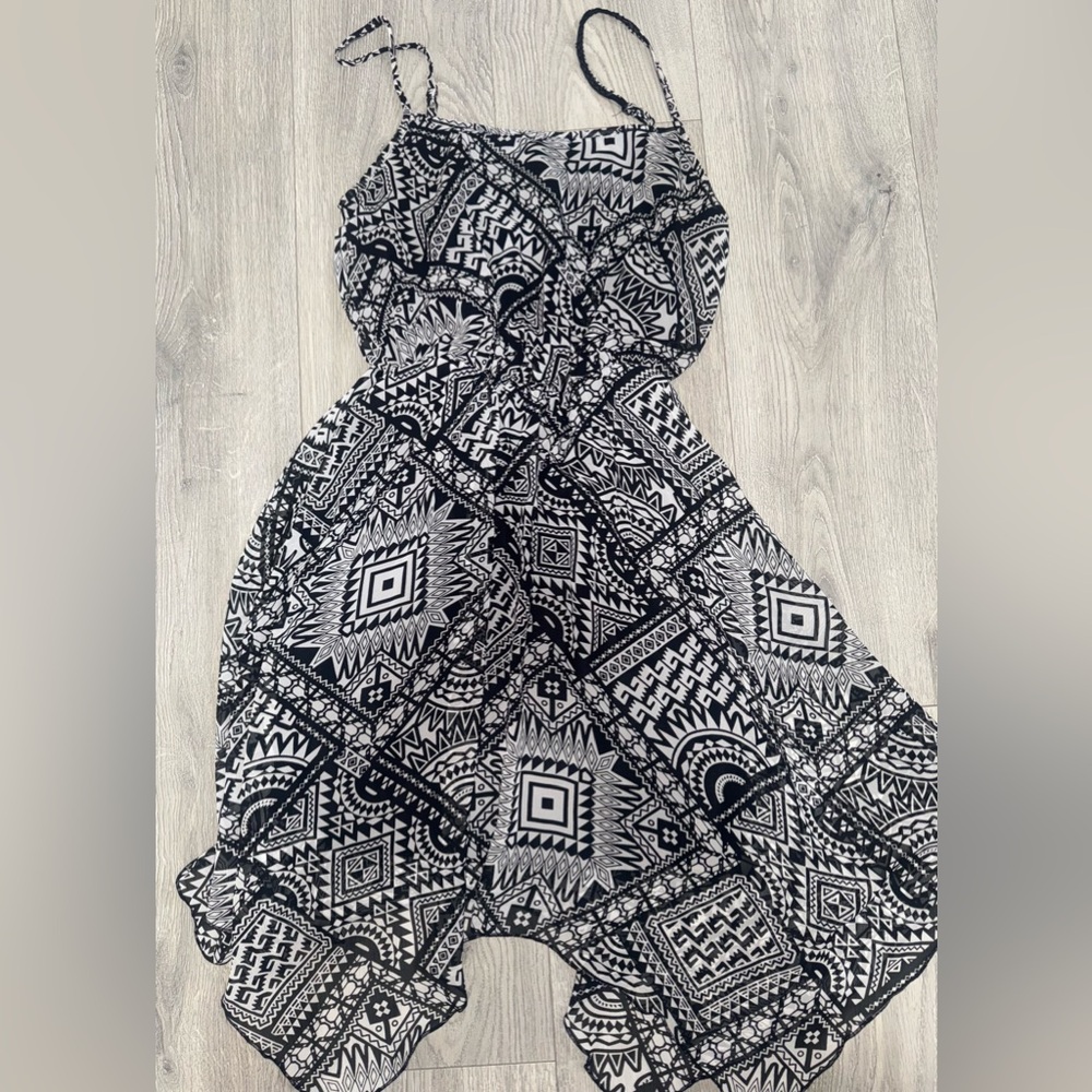 No Boundaries Black and White Patterned Dress